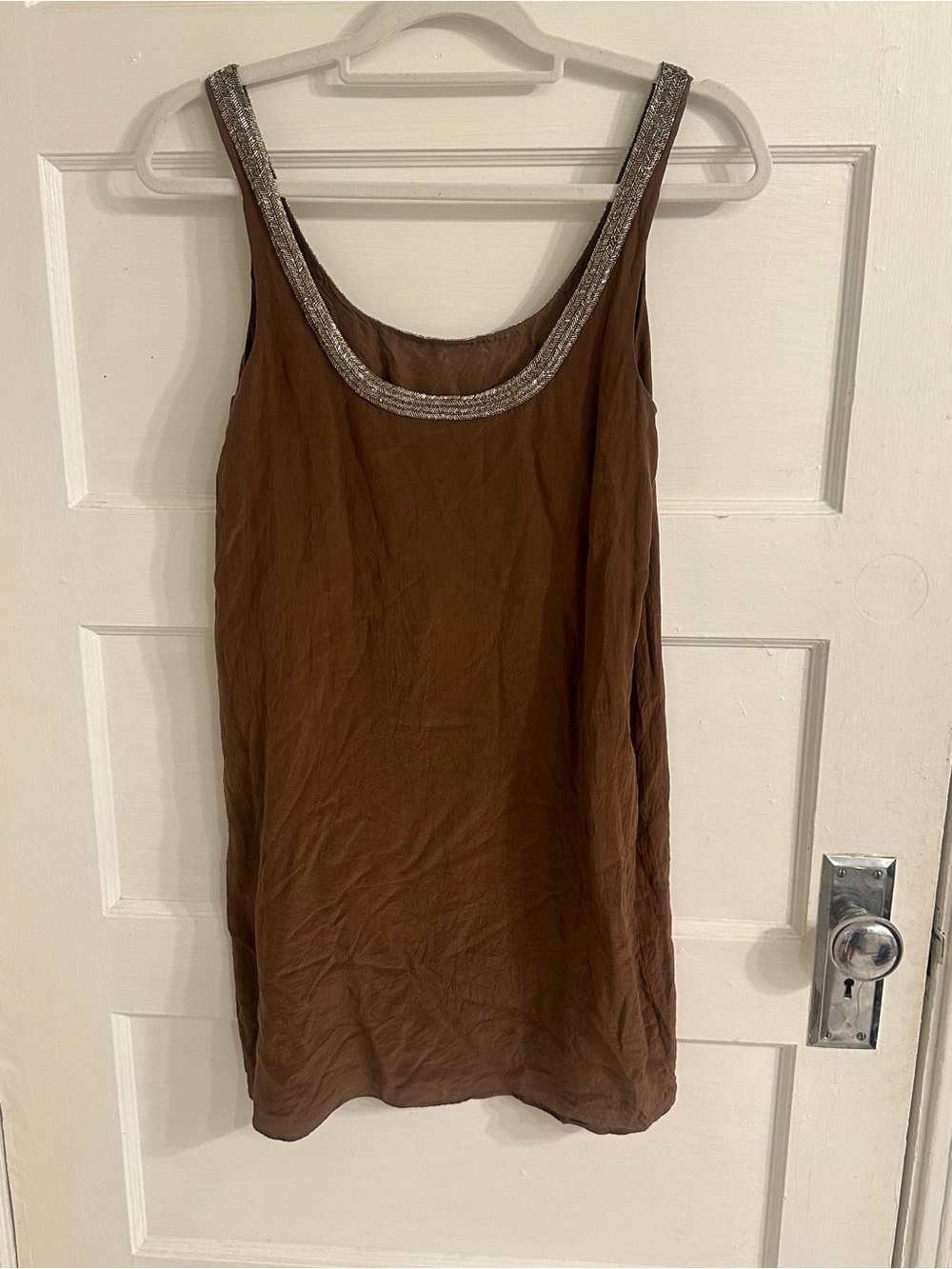 Tangerine Brown Sleeveless Camisole with Silver Trim